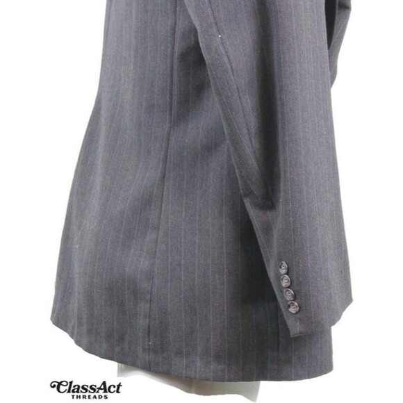 Greystone LTD Men's 2 Pc Suit Gray Striped 2 Btn 44L Pleated Fronts 38" Waist - Picture 6 of 9
